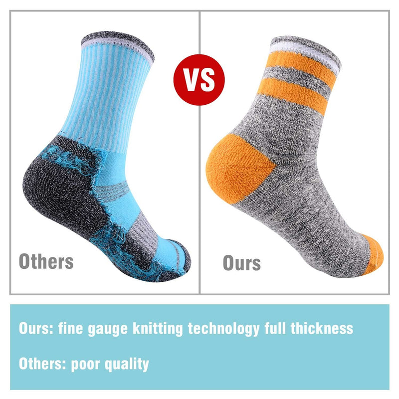 FEIDEER Women's Hiking Walking Socks, Multi-Pack Outdoor Recreation Socks Wicking Cushion Crew Socks Gray Pink/Gray Blue/Gray Yellow/Gray Red/Gray Medium - BeesActive Australia