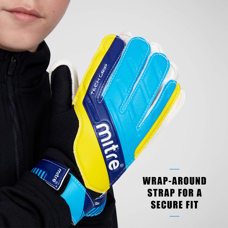 Mitre Magnetitie Soccer Goalie Gloves 8 Black/Cyan/Yellow - BeesActive Australia