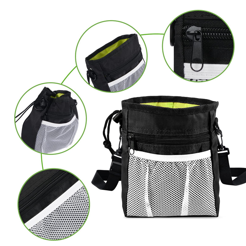Left&Right - Dog Clicker Training Kit,Dog Training Treat Pouch and Dog Clickers,Dog Treat Bag with Clicker Training for Dogs,Pet Treat Bag with Waist Belt Shoulder Strap Poop Bag Dispenser 7.0x5.5x2.4 in Black Clicker Set - BeesActive Australia