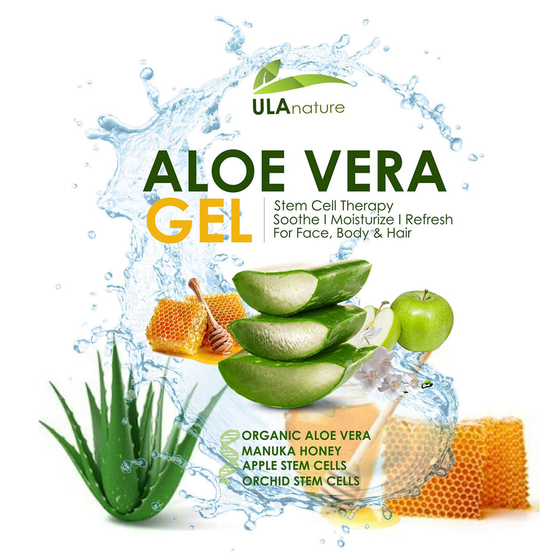 ULA NATURE | Aloe Vera Gel Made in USA, Stem Cell Therapy w/Organic Aloe Vera for Face & Body Care, Sunburn, package of 8 fl. oz. 1 - BeesActive Australia