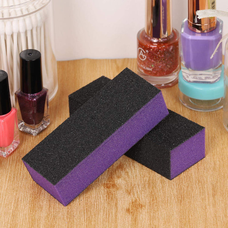 20 Pack Nail Buffer Block Sanding Buffing Nail Files Pedicure Manicure Tool 80/120 Grit(Purple Black) Purple - BeesActive Australia