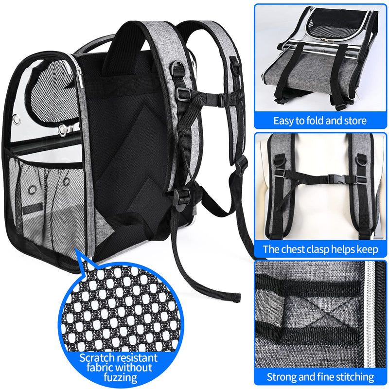 BAGLHER Pet Carrier Backpack,Ventilated Design,Pet Travel Backpack with Comfortable Shoulder Straps,Thicker Bottom Support,Two-Way Entrance Pet Carrier Backpack. Grey - BeesActive Australia