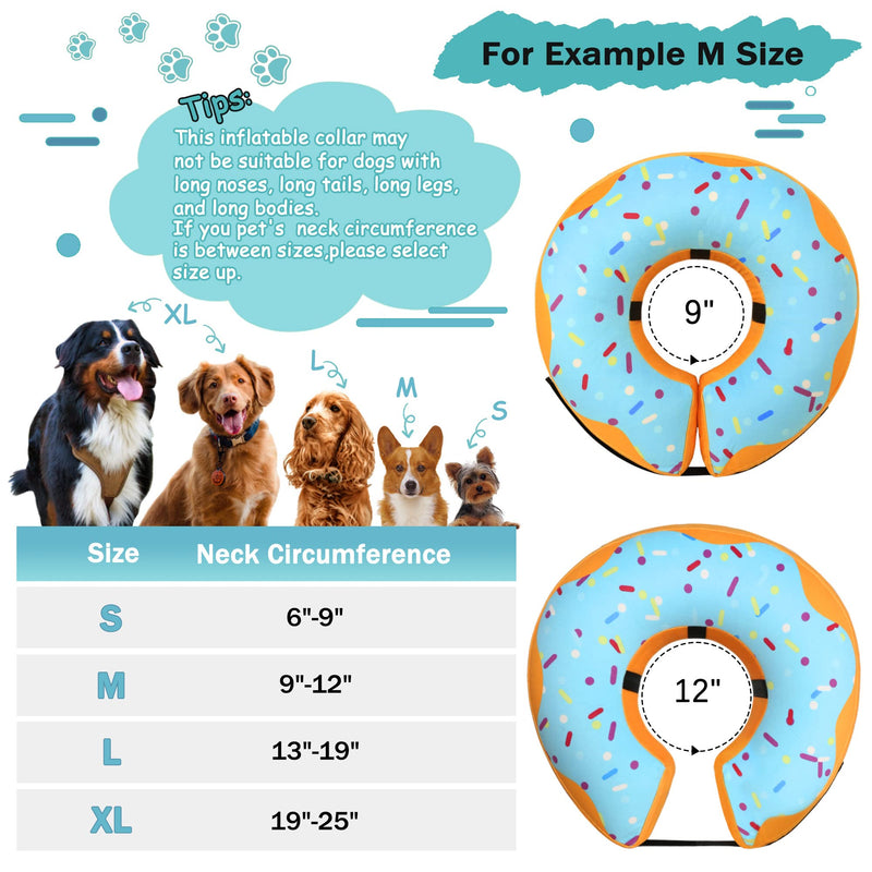 Recovery Donut Collar for Dogs & Cats,Protective Inflatable Dog Cone Collar for Large Medium Small,Dog Cone Alternative After Surgery,Adjustable Soft Dog Cone L(Neck 13"-19") Blue donut - BeesActive Australia