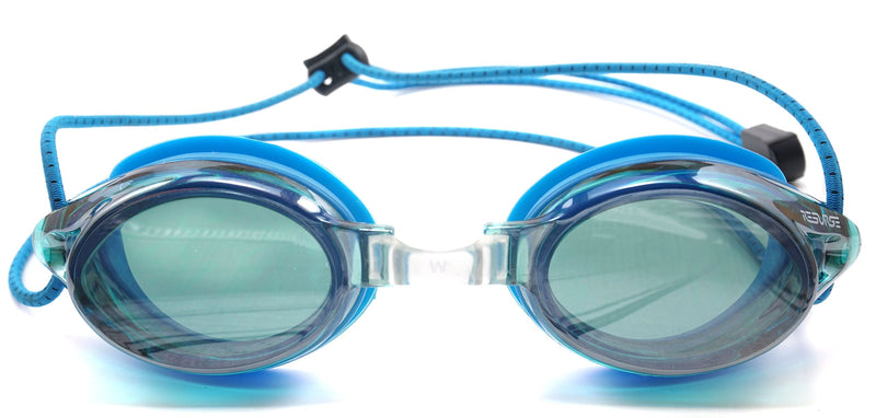 Resurge Sports Anti Fog Racing Swimming Goggles with Quick Adjust Bungee Strap Blue Mirrored - BeesActive Australia