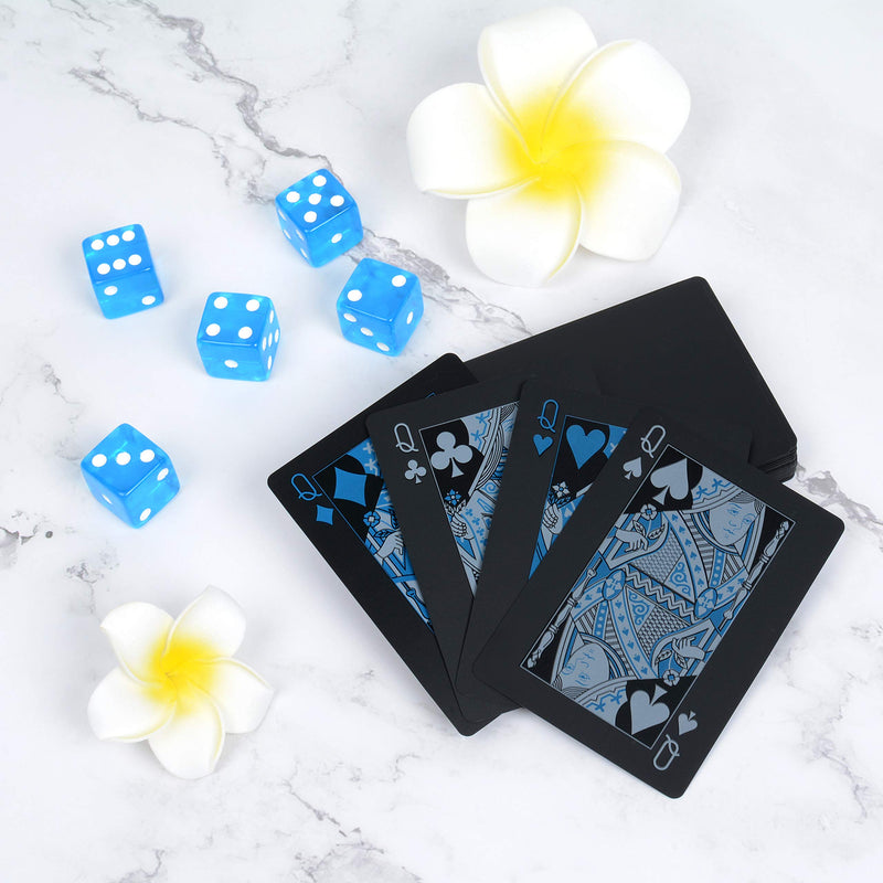 Poker Playing Cards Dice Sets Poker Table Cards PVC Waterproof Stacking Cup Dice Grade AAA Precision 19mm Serialized Casino Craps Dice with Razor Edges and Corners for Classic Magic Tricks Deck Blue - BeesActive Australia