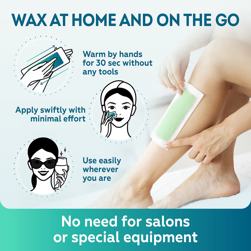 Wax Strips for Hair Removal – 64 Count Waxing Kit for Women & Men with 48 Body Wax Strips, 16 Face Waxing Strips, 16 Oil Wipes – Hair Remover Wax Kit for Face, Legs, Arms, Armpits, Bikini – 2 Pack - BeesActive Australia