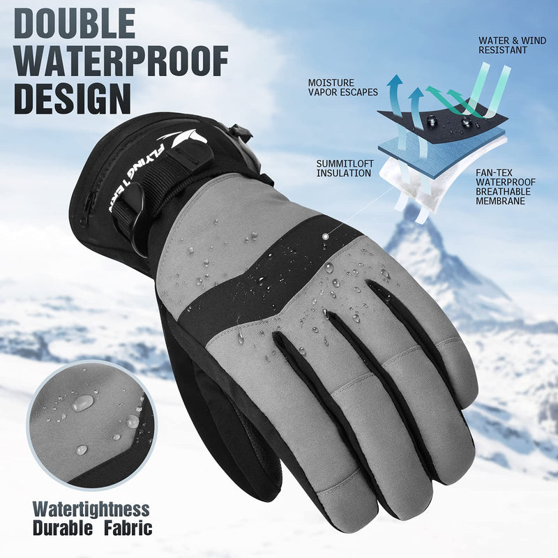 Ski Gloves Waterproof Windproof - 3M Thinsulate Insulated Warm Snow Gloves, Snowboard Gloves with Zipper Pocket, Touchscreen Winter Gloves for Men Women Large - BeesActive Australia