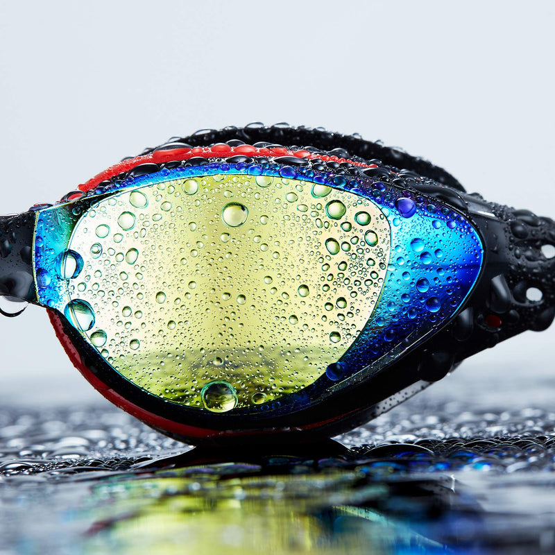 [AUSTRALIA] - AIKOTOO Swim Goggles,Shortsighted Swimming Goggles Myopic with Prescription Lenses Anti Fog Nose Clip Ear Plugs for Women Kids Men, Swimming Goggles… Mirrored Coating BLACK 19 -3.5 