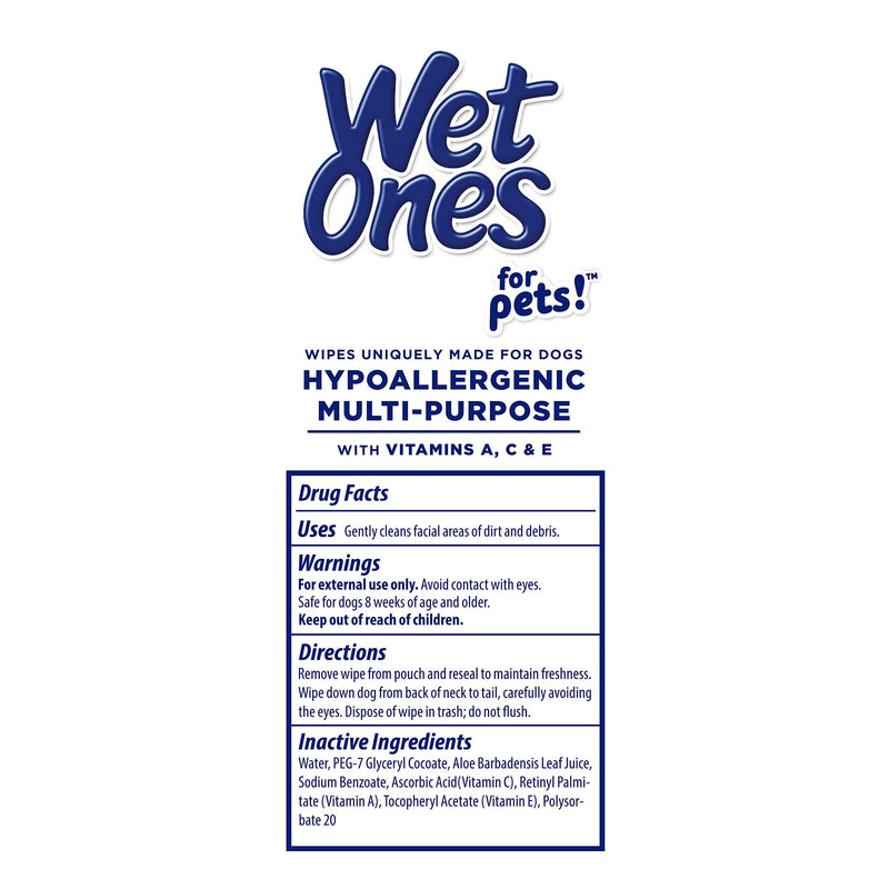 Wet Ones for Pets Hypoallergenic Multi-Purpose Dog Wipes with Vitamins A, C & E - Fragrance-Free Hypoallergenic Dog Wipes for All Dogs Wipes Multipurpose 100 Count - BeesActive Australia