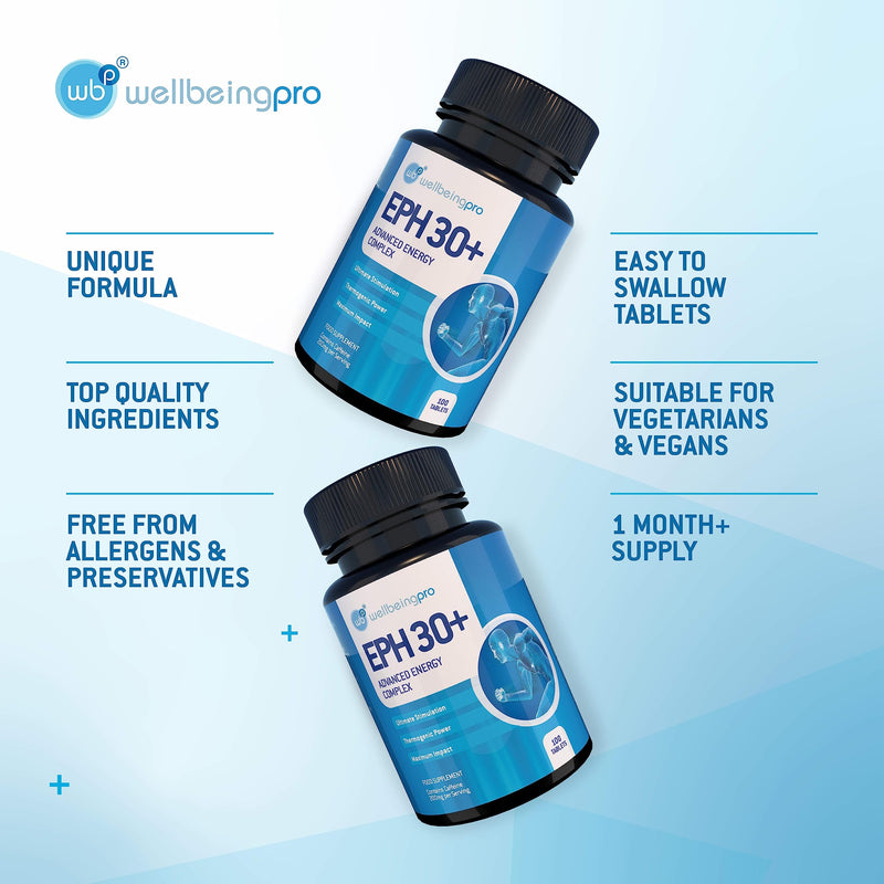 WBP Eph30+ (Up to 3 Months+ Supply) - Advanced Energy Complex - Vegan Friendly UK Made Supplement (Bottle - 100 Tablets) - BeesActive Australia