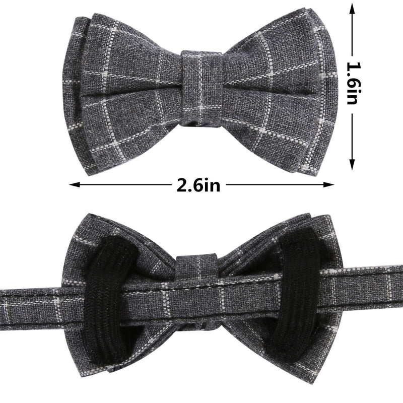 SLSON 2 Pack Breakaway Cat Collar with Bell and Bow Tie Plaid Kitten Collar for Cats and Small Dogs Pets Adjustable from 8-11In, Black and Grey - BeesActive Australia