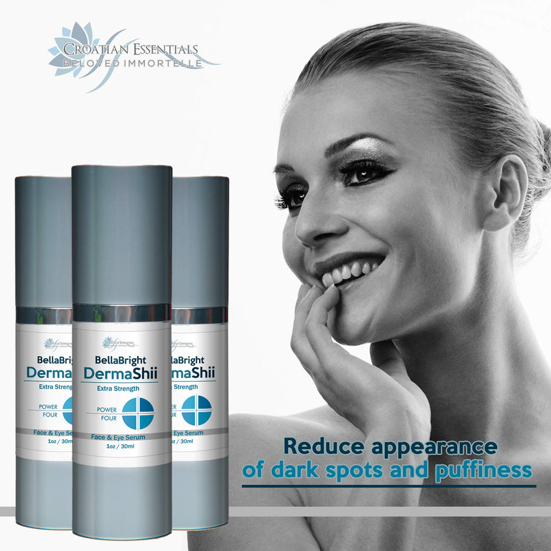 BellaBright DermaShii Serum - Extra Strength Anti Aging Eye & Face Serum - Treat Your Skin to Retore the Look and Feel of Young Skin - BellaBright Serum Croatian Essentials Beloved Immortelle Formula - BeesActive Australia