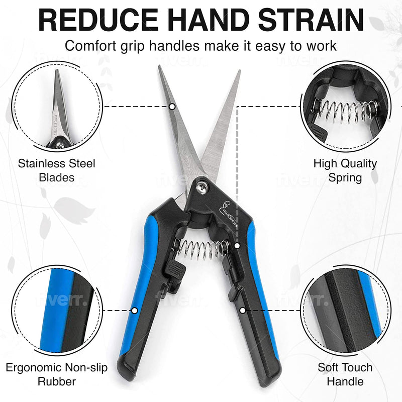 Hydroponic 2Pack Microtip Straight blade/Curved Blade Flower Leaf Trimmer Pruning Shears by Yieldcropper - BeesActive Australia