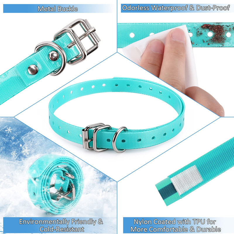 LuckinPET Waterproof Dog Collar Replacement Strap for Shock Collar and Fence Easy Clean Odorless Dog Collar Metal Buckle 3/4 Inch Adjustable Size Durable Anti-Odor TPU Dog Collar Cyan Pack2 Solid - BeesActive Australia