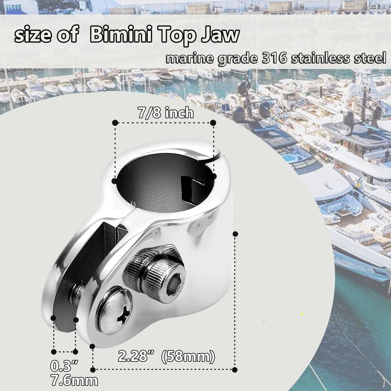 316 Stainless Steel Bimini Top Jaw Slide 7/8 Inch Stainless Bimini Hardware, Heavy Dudy Bimini Top Clamps, Hinged Jaw Slide Marine Bimini Top Hardware Bimini Track Slide Pack of 2 - BeesActive Australia