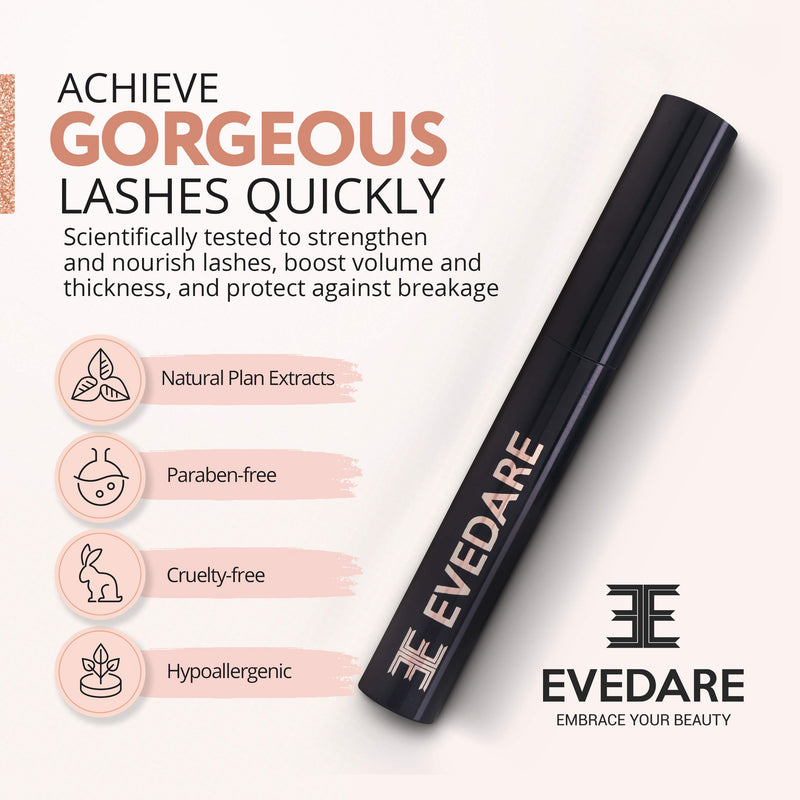 EVEDARE Advanced Eyelash Growth Serum with Enhancing Peptides and Botanical Vitamins for Longer, Thicker, Fuller Lashes, Natural Extracts Improve Strength, Reduce Brittleness (3ML) 0.1 Fl Oz (Pack of 1) 1 Piece - BeesActive Australia