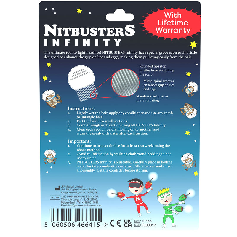 Nitbusters Infinity Stainless Steel Metal Headlice Nit Removal Comb with Spiral Grooves - BeesActive Australia
