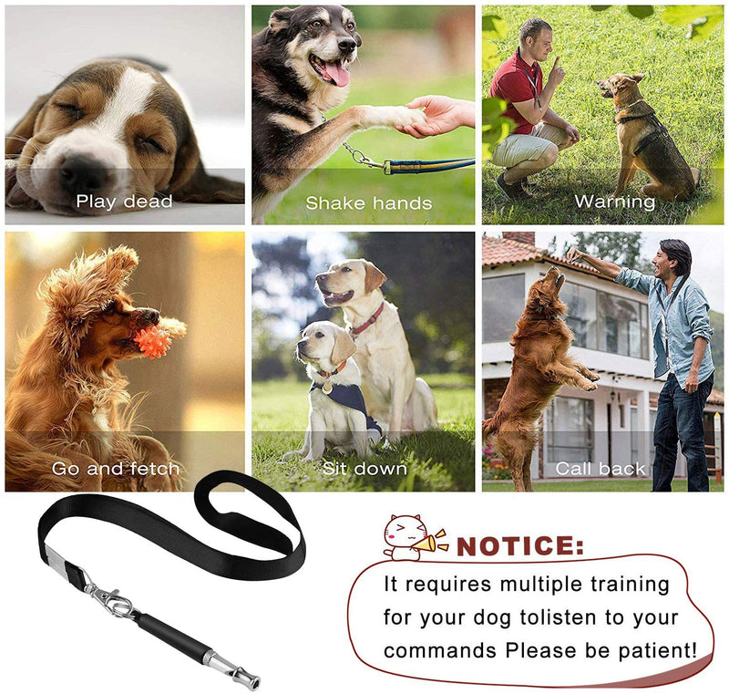 JYLM Dog Whistle, 2022 New 2PCS Ultrasonic Dog Whistle to Stop Barking Neighbors Dog, Professional Adjustable Silent Dog Whistle Training Tools for Dogs with Black Strap Lanyard, Medium - BeesActive Australia