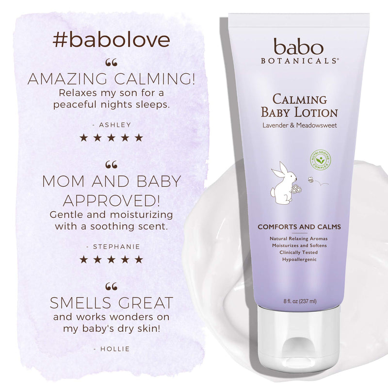 Babo Botanicals Calming Lotion with French Lavender and Organic Meadowsweet, Non-Greasy, Hypoallergenic, Vegan, for Babies, Kids or Sensitive Skin - 8 oz. Cranberry 8 Fl Oz (Pack of 1) - BeesActive Australia