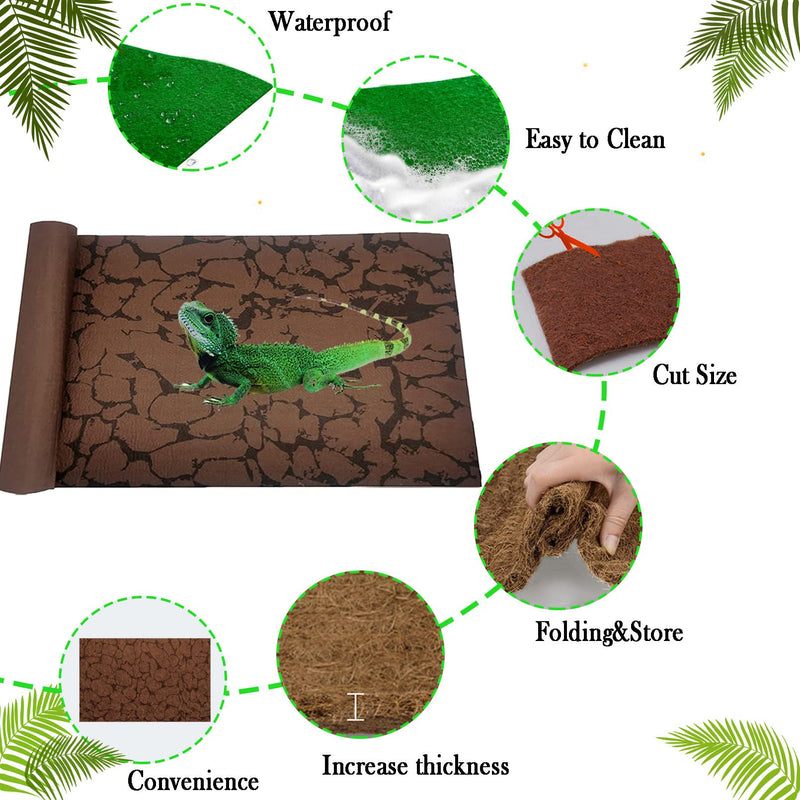 BNOSDM 23.6" x 15.7" Reptile Carpet Mat Bearded Dragon Terrarium Liner Bedding Substrate Cage for Tortoise Lizard Leopard Gecko Snake Chameleon 2PCS - BeesActive Australia