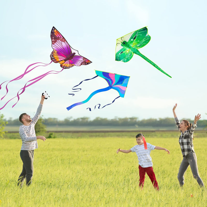 Crogift 3 Pack Large Kites - Butterfly Delta Dragonfly Kites Easy to Fly for Adults Kids Beach Park Outdoor Game Activities - BeesActive Australia