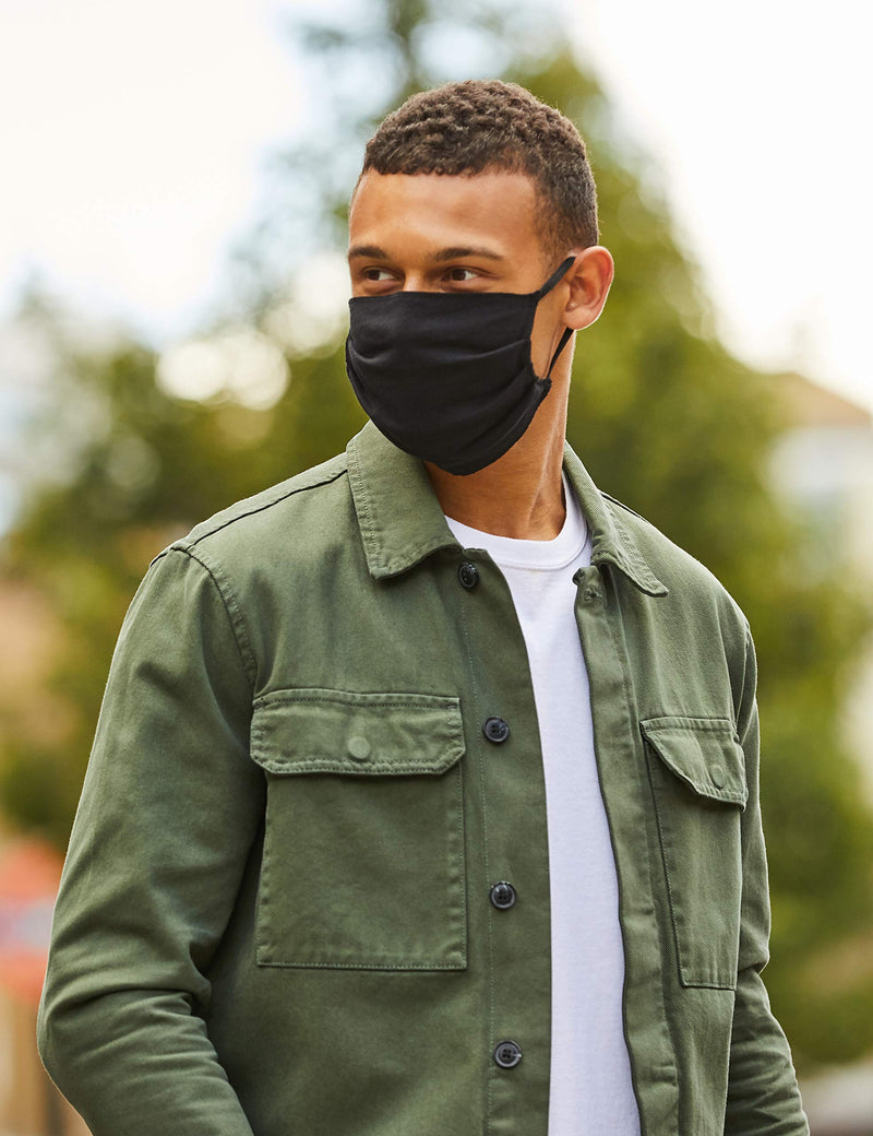 Oscar Apparels Reusable Face Mask, 100% BCI Cotton with Elastic Loop, Adult (10 Pack) One Size (Pack of 10) Black - BeesActive Australia