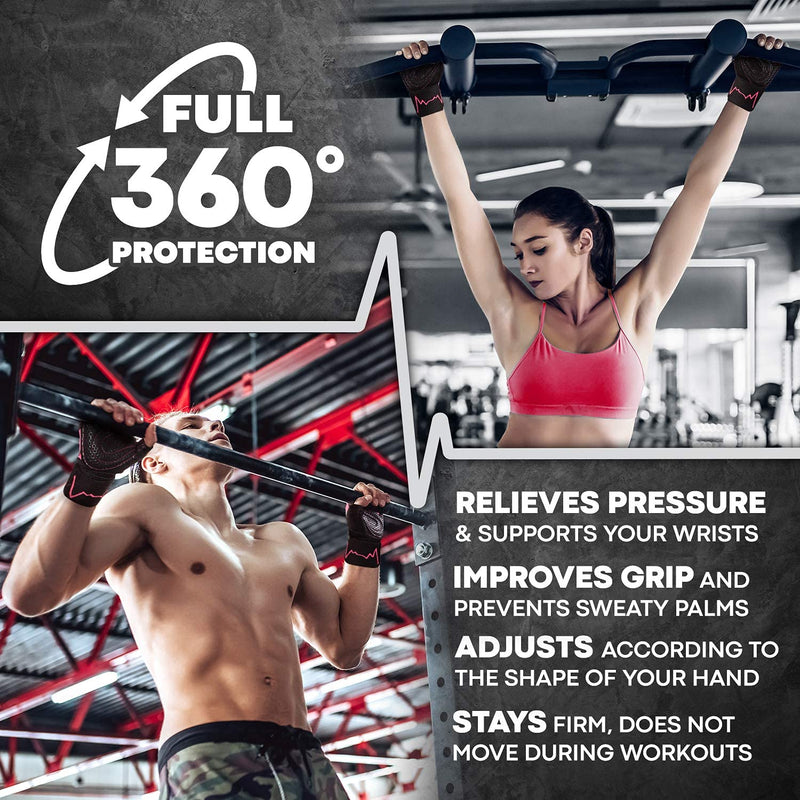 MhIL Workout Gloves for Mens & Womens - Weight Lifting Gloves, Gym Gloves for Men - Exercise Gloves, Training Gloves with Wrist Wraps Support for Weightlifting, Work Out, Pull up- Full Palm Protection Pink Medium: 7.5 – 8” / 19.1 – 20.5 cm - BeesActive Australia