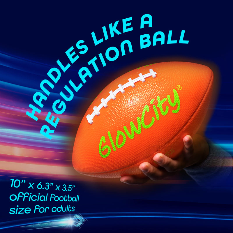 GlowCity Glow in The Dark Football - Light Up LED Ball - Perfect for Evening Play, Camping, and Beach Fun! Adult 10" - BeesActive Australia