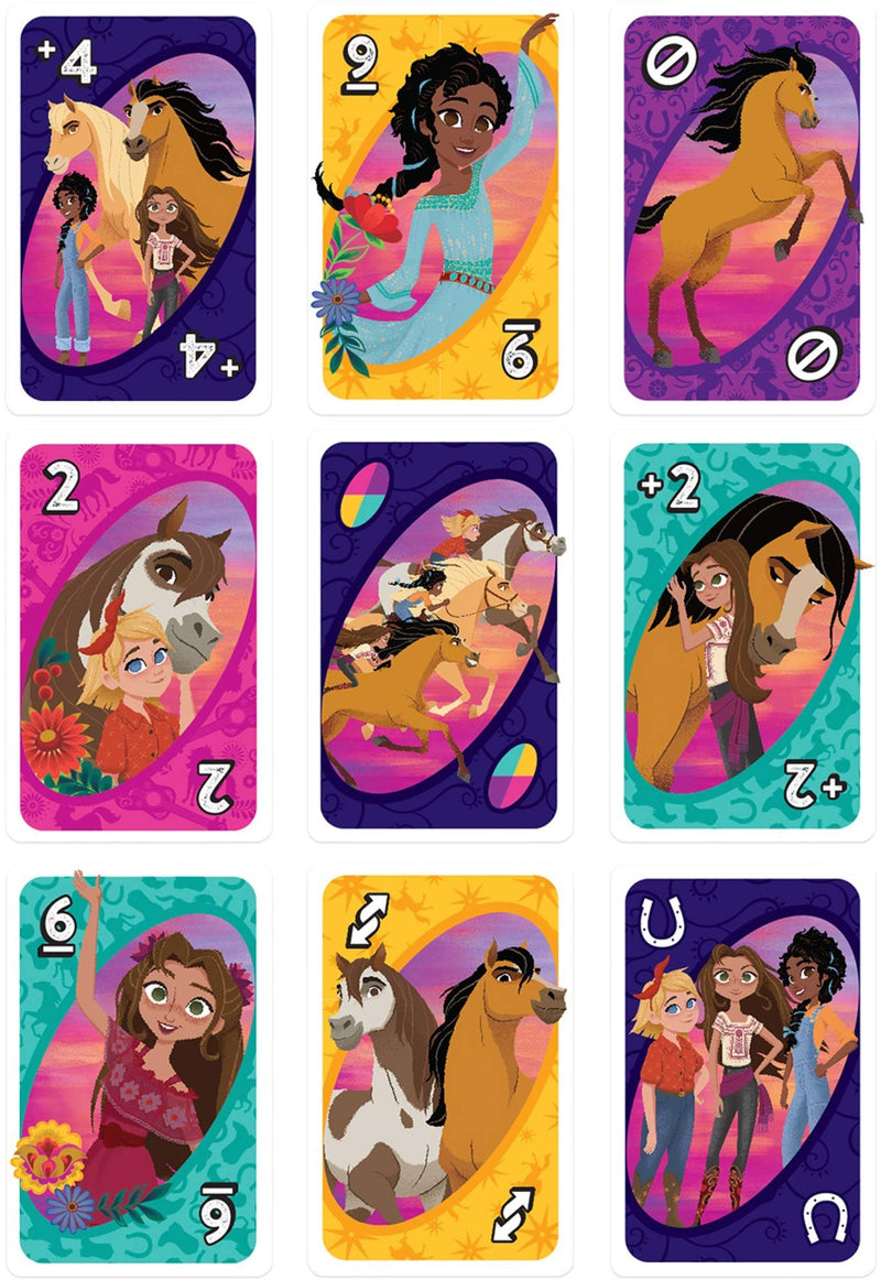 Mattel Spirit Untamed UNO DreamWorks Matching Card Game Featuring 112 Cards with Movie-Themed Graphics, Game Night, Kids Gift Ages 7 Years & Older, Multicolor (GXD73) - BeesActive Australia