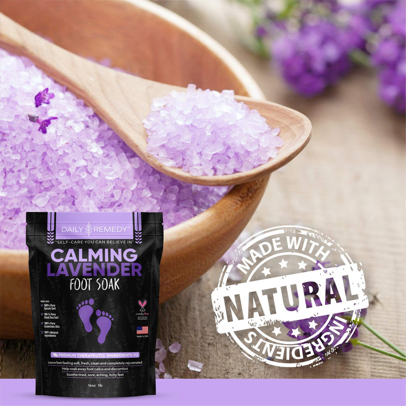 Calming Lavender Foot Soak with Epsom Salt, Made in USA, Antifungal Foot Soak Soothes Sore Tired Feet, Athletes Foot, Stubborn Foot Odor, Softens Calluses & Helps Treat Toenail Fungus, 16 oz 1 lb - BeesActive Australia