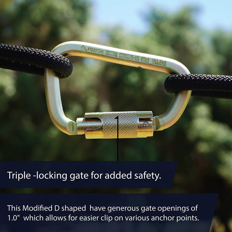 Fusion Climb Tacoma Steel High Strength Auto Lock Modified D-Shaped Carabiner, Gold (FP-9005-PKHS-GLD) - BeesActive Australia