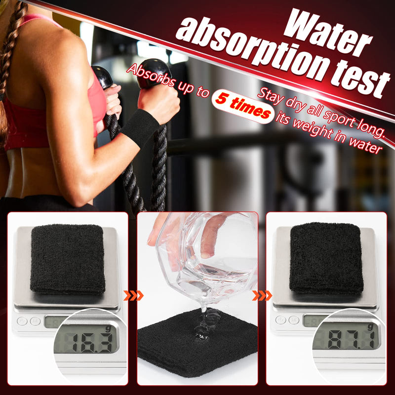 Tanluhu Sweatbands Sport Headbands/Wristbands for Working Out, Exercise, Tennis, Basketball, Running - Terry Cloth Athletic Sweat Cotton Headband Outdoor for Men & Women B-6-Black+White+Gray - BeesActive Australia