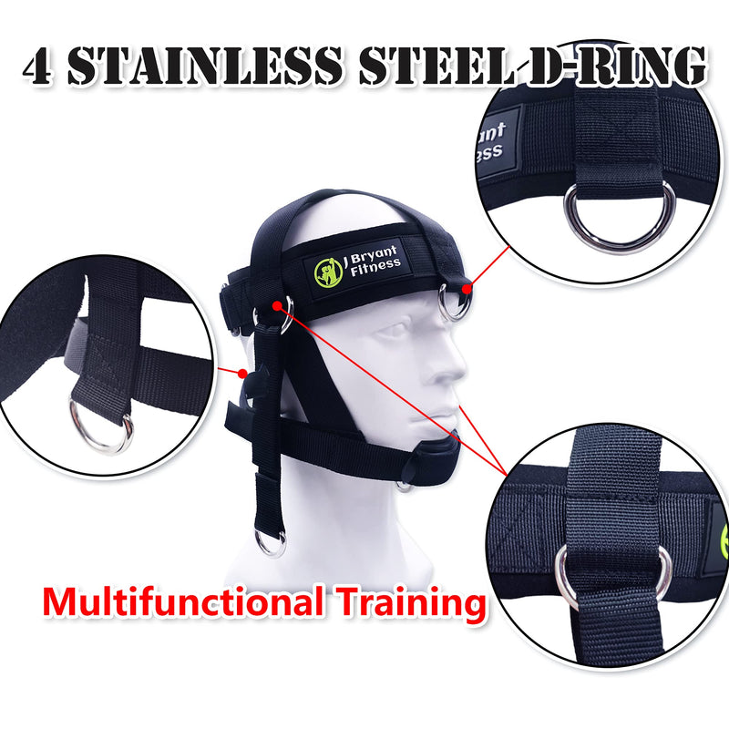 J Bryant Neck Harness Head Weight Lifting with Chain Adjustable Strap Neck Exercise Equipment Black-M(21"-23") - BeesActive Australia
