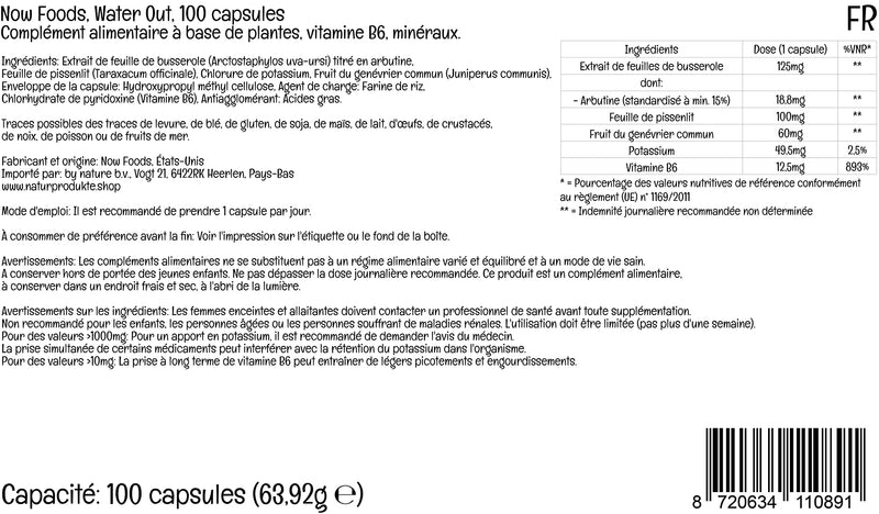 Now Foods, Water Out, 100 Vegan Capsules, Lab-Tested, Vitamin B6, Minerals, Vegetable, Gluten Free, Soy Free, Vegetarian - BeesActive Australia