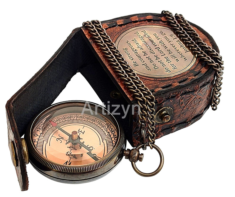 Be Strong and Courageous Quote Brass Locket Compass for Religious Gifts, Confirmation Gifts, Baptism Gifts, Best Easter, Christian Gifts for Men, Catholic Gifts, Gifts for Teen Age, Graduation Gifts. - BeesActive Australia