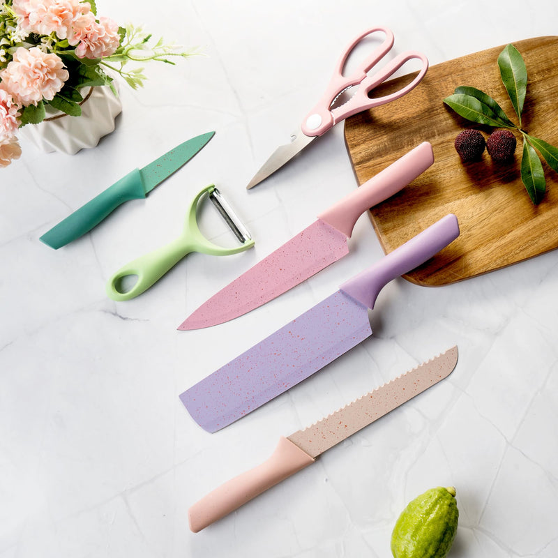 DREAMYDAWN Ultra Sharp Multicolor Kitchen Knife Set - Ergonomic Handle, Non-Stick & Easy to Clean - Perfect for Women - BeesActive Australia