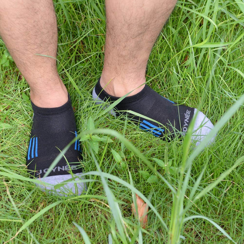 JOYNÉE Men's 6 Pack Athletic No Show Performance Cushioned Low Cut Running Socks Black(6 Pairs) - BeesActive Australia
