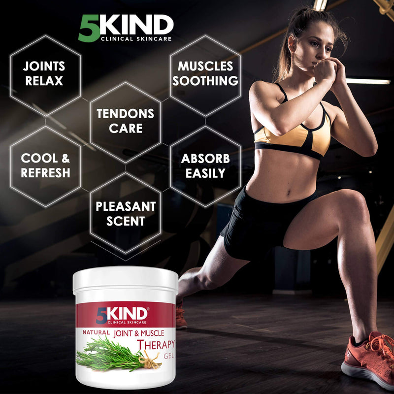 5kind Natural Joint and Muscle Therapy Gel 300 ml - Muscle Rub Freeze Gel with Natural Extracts Including Comfrey, Menthol and Camphor Cream - High Strength Muscle Gel to Revitalise and Calm - BeesActive Australia