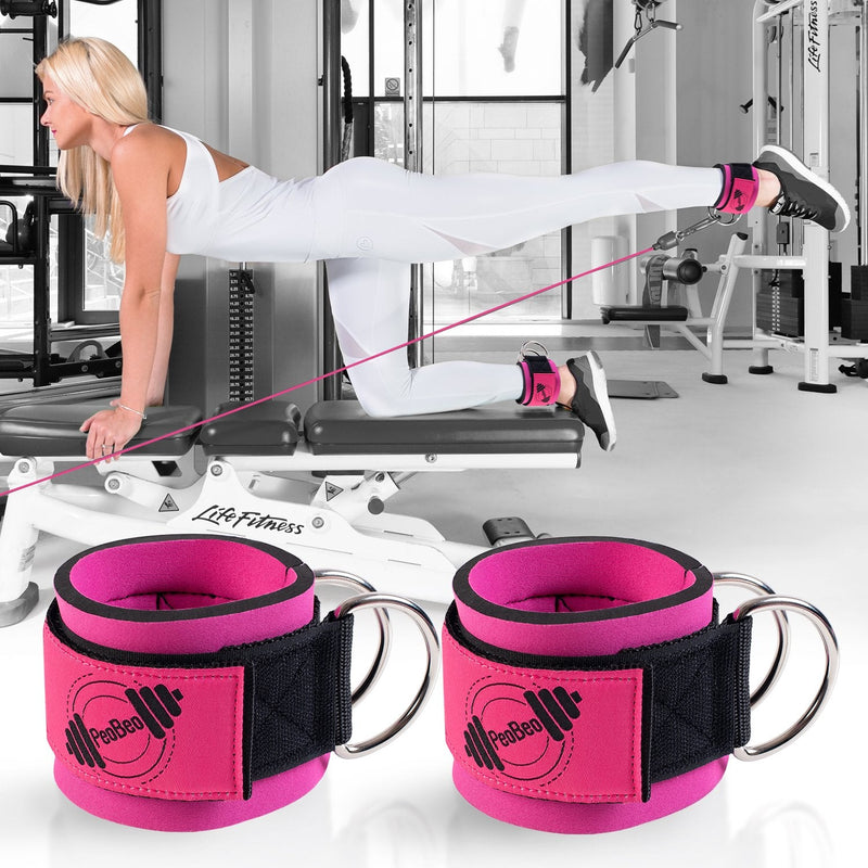 PeoBeo Ankle Strap for Cable Machine Cable Attachments for Gym Ankle Straps for Cable Machines Straps Foot Straps for Cable Machine Attachment Glute Machine Gym Accessories for Women Pink - BeesActive Australia