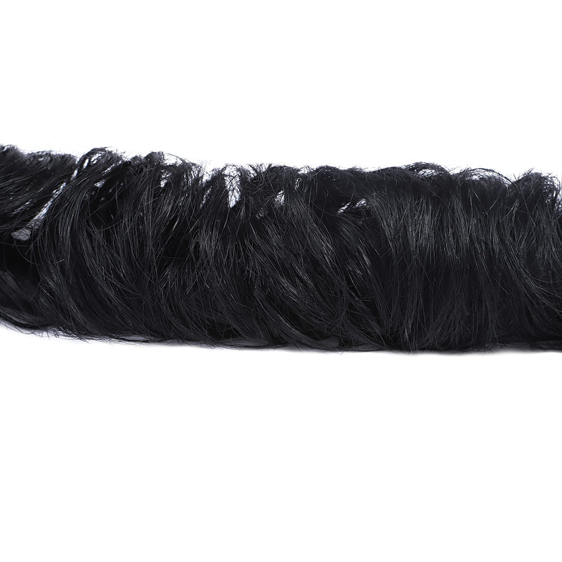 Messy Hair Scrunchies Wrap Bun Extensions Real Human Hair Curly Wavy Pieces For Women Updo Ponytail Hair #01 Jet Black - BeesActive Australia
