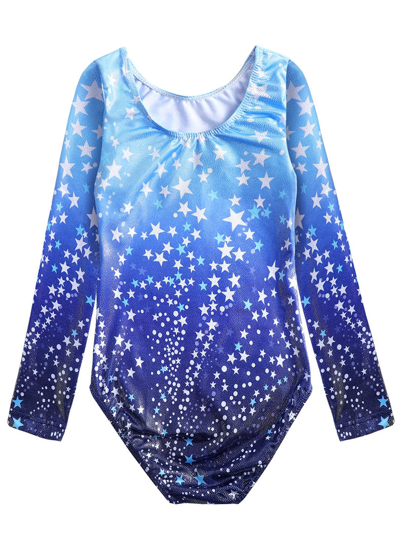 Gymnastics Leotards for Toddler Girls Long Sleeve Mermaid Sparkly Ballet Dance One Piece Outfit Long Sleeve-star Blue 120 5-6Y - BeesActive Australia