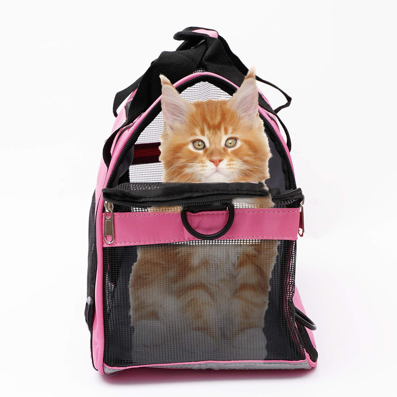 MuchL Cat Carrier Dog Carrier Soft-Sided Pet Travel Carrier for Cats Dogs Puppy Comfort Portable Foldable Pet Bag Airline Approved Small Pink - BeesActive Australia