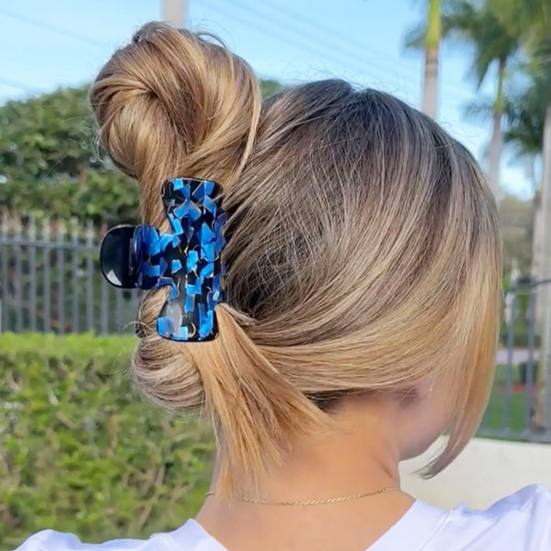 Camila Paris CP2439 French Hair Clip for Women, Large Blue, Handmade Girls Hair Claw Clips Jaw Fashion Durable and Styling Hair Accessories for Women, Strong Hold No Slip Grip, Made in France Blue 3.25" - BeesActive Australia