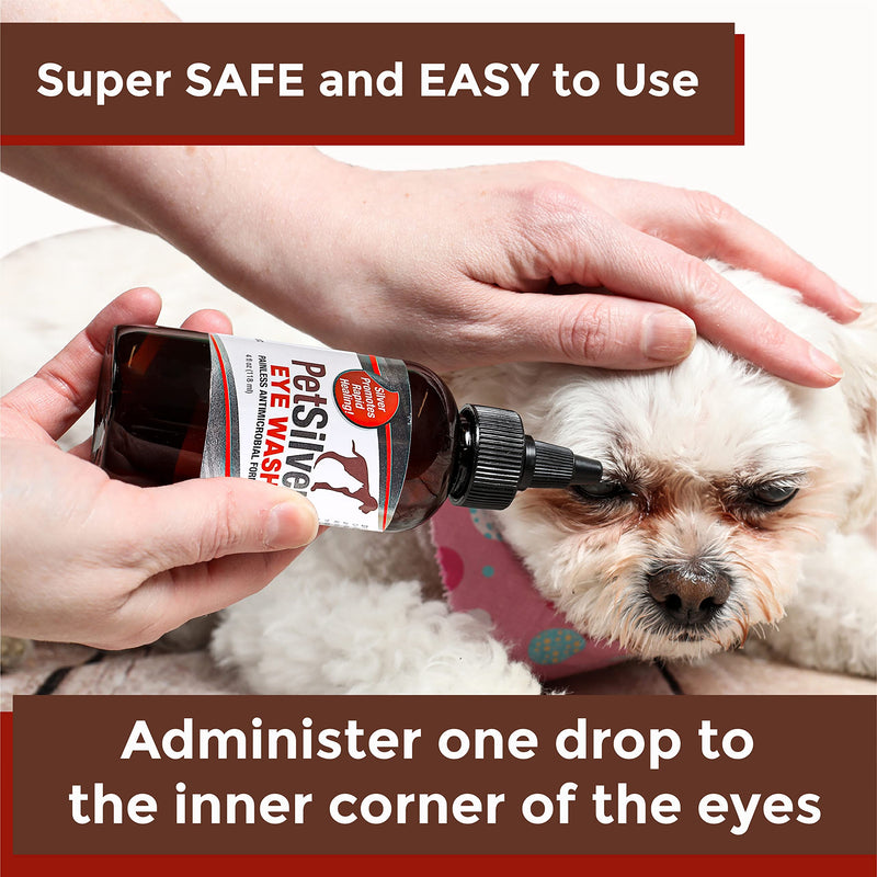 PetSilver Eye Wash Drops for Dogs and Cats with Chelated Silver, Made in USA, Natural Eye Solution, Relief for Inflammation & Eye Irritation, Easy to Apply 4 oz - BeesActive Australia