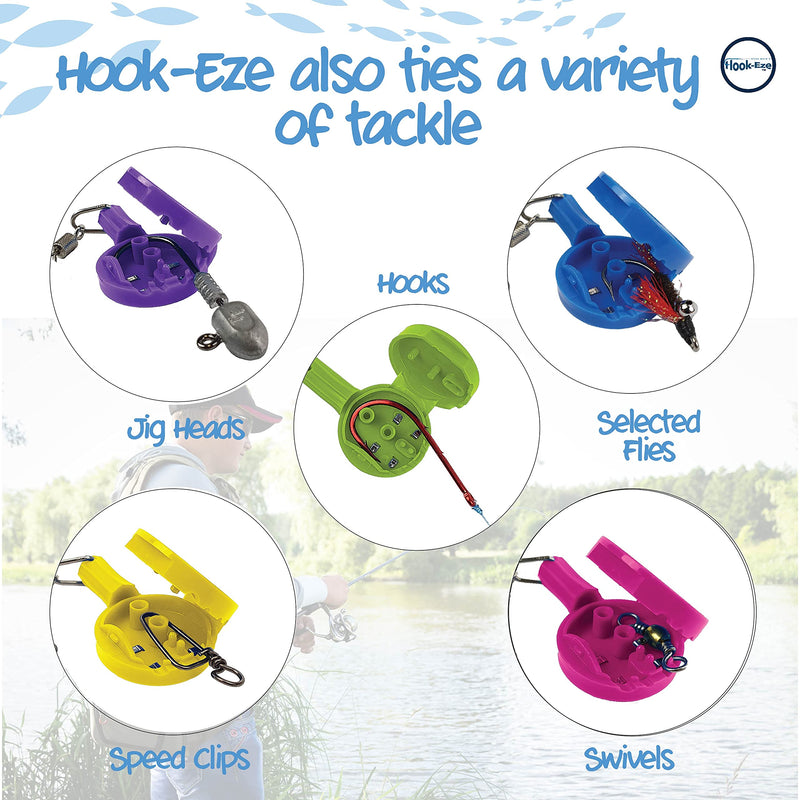 HOOK-EZE Fishing Gear Knot Tying Tool - Cover Fishing Hooks While Tying Strong Fishing Knots. Quick Knot Tool is Easy to Use, Great Fishing Accessories for Every Tackle Box. Suitable for All Ages Blue - BeesActive Australia