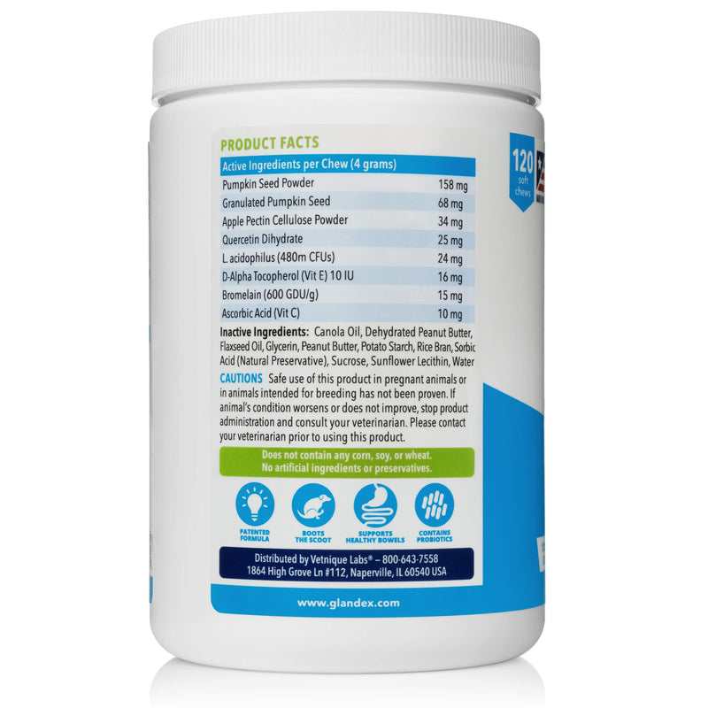 Glandex 120ct Peanut Butter Fiber Supplement Soft Chews with Profivex 30ct Pet Probiotic Soft Chews Bundle - BeesActive Australia