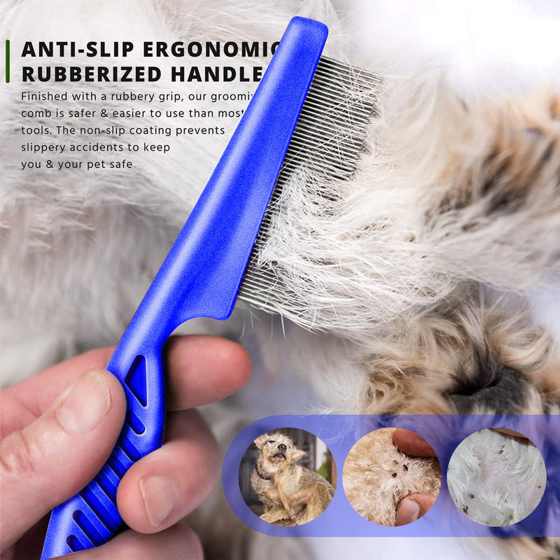 SKYPIA 3 Packs Combs Double sided Pet Combs Grooming Flea Tick Lice Dandruff Removal Fine Tooth Hair Combs for Cats Dogs Puppy (Blue) Blue - BeesActive Australia