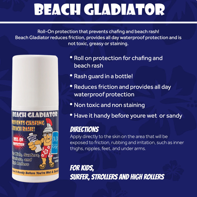 Beach Gladiator Anti Chafing Roll-On Rash Guard for Chub Rub, Surf Rash & Friction, Kids & Adults - BeesActive Australia