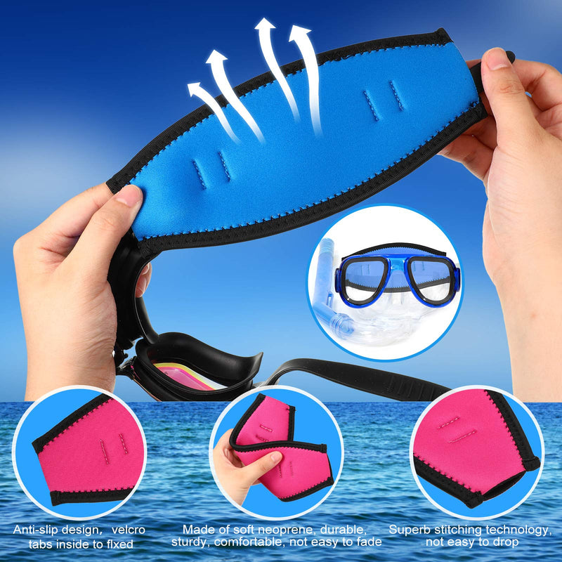 6 Pieces Swimming Mask Strap Cover Diving Strap Cover Waterproof Neoprene Mask Strap for Dive and Snorkel Masks - BeesActive Australia