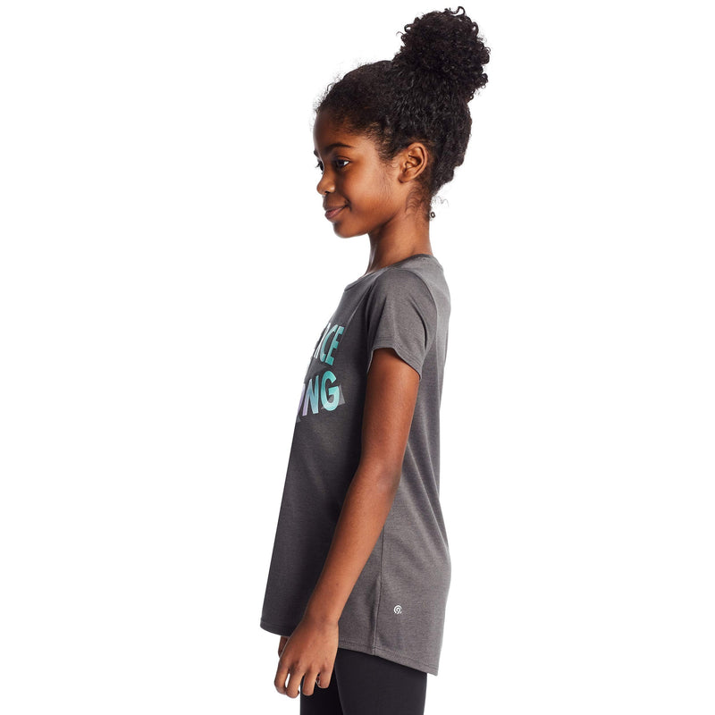 C9 Champion Girls' Tech Tee Medium Railroad Gray Heather/Fierce and Strong - BeesActive Australia